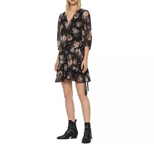 NWOT - ALLSAINTS Jade Eden Floral Black Dress (XS)